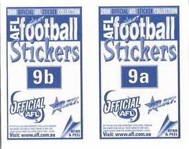 2000 Select AFL Stickers #9 David King / John Longmire Back